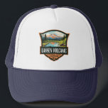Lassen Volcanic National Park Illustration Travel Trucker Hat<br><div class="desc">Lassen Volcanic vector artwork design. The park is rich in hydrothermal sites like Bumpass Hell,  with its acres of bubbling mud pots.</div>
