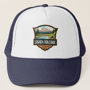 Lassen Volcanic National Park Illustration Travel Trucker Hat