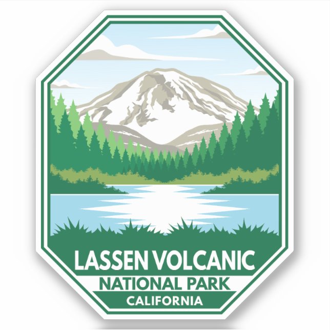 Lassen Volcanic National Park Minimal Retro Emblem Sticker (Front)