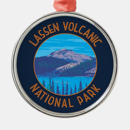 Lassen Volcanic National Park Retro Distressed Metal Ornament
