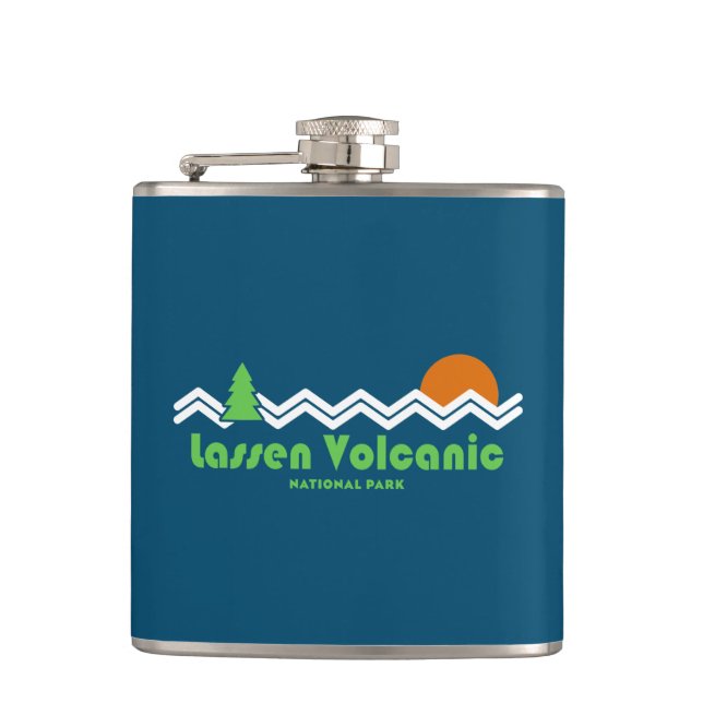 Lassen Volcanic National Park Retro Flask (Front)