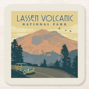 Lassen Volcanic National Park Road Trip Square Paper Coaster