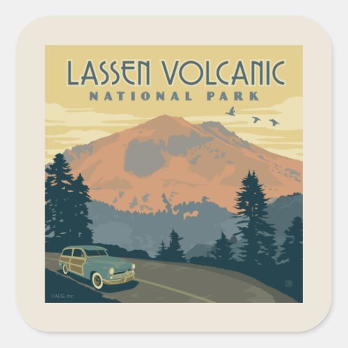 Lassen Volcanic National Park  Road Trip Square Sticker