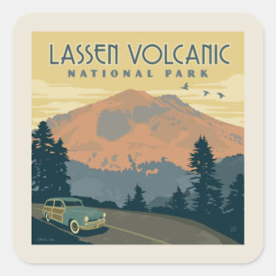 Lassen Volcanic National Park Road Trip Square Sticker
