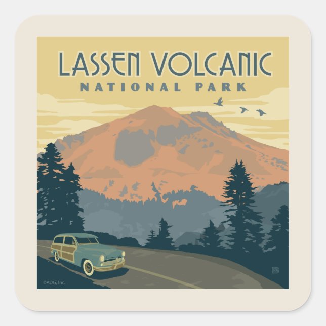Lassen Volcanic National Park | Road Trip Square Sticker (Front)