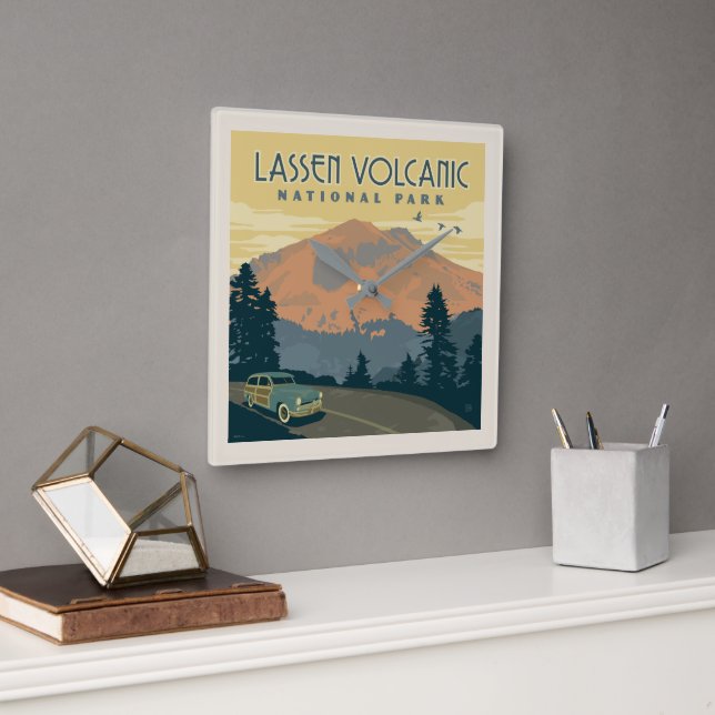 Lassen Volcanic National Park | Road Trip Square Wall Clock (Office)
