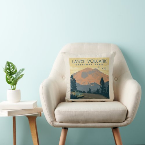 Lassen Volcanic National Park  Road Trip Throw Pillow