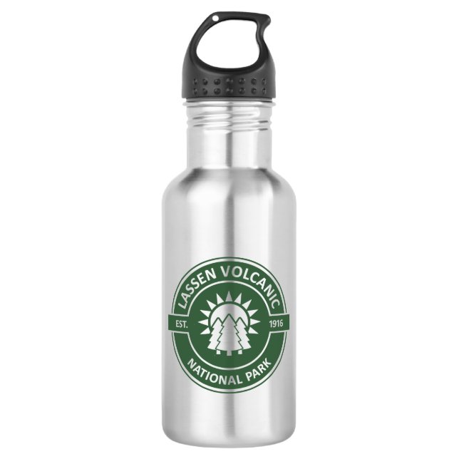 Lassen Volcanic National Park Sun Trees Stainless Steel Water Bottle (Front)