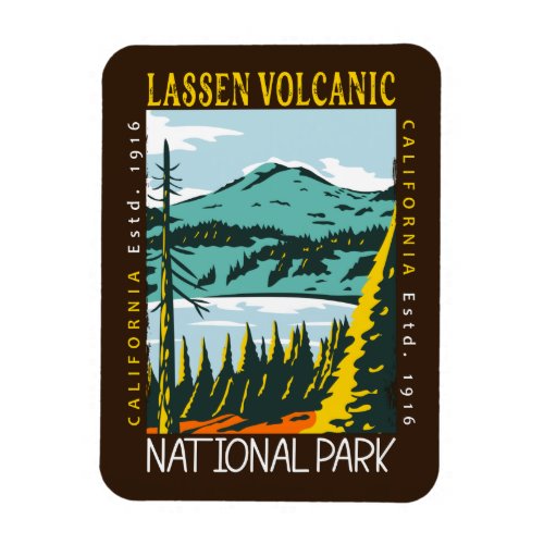 Lassen Volcanic National Park Vintage Distressed  Magnet