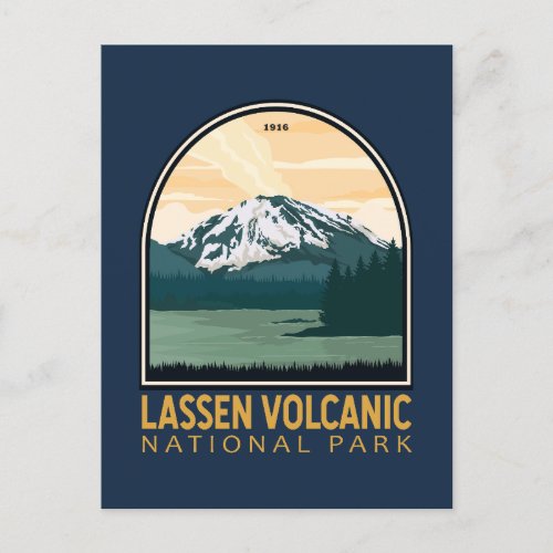 Lassen Volcanic National Park Vintage Emblem Postcard