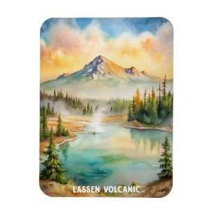 Lassen Volcanic National Park Watercolor Painting  Magnet