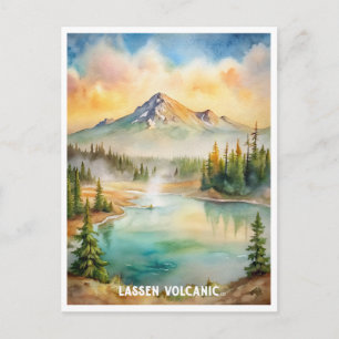 Lassen Volcanic National Park Watercolor Painting Postcard