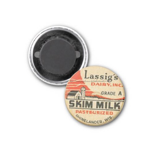 Lassigs Dairy Skim Milk Bottle Cap_1950s Magnet