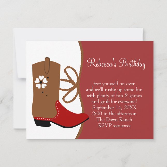 Lasso Cowgirl Birthday Invitation (Front)