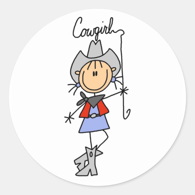 Lasso Cowgirl T-shirts and Gifts Classic Round Sticker (Front)