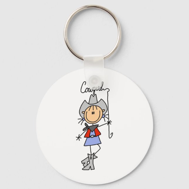 Lasso Cowgirl T-shirts and Gifts Keychain (Front)