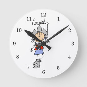 Lasso Cowgirl T-shirts and Gifts Round Clock