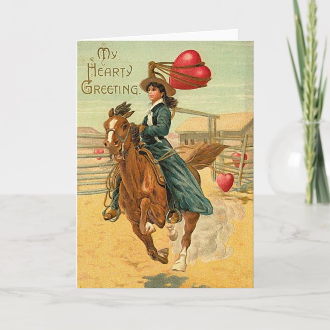 Lasso my heart Vintage Valentine Holiday Card (Front)