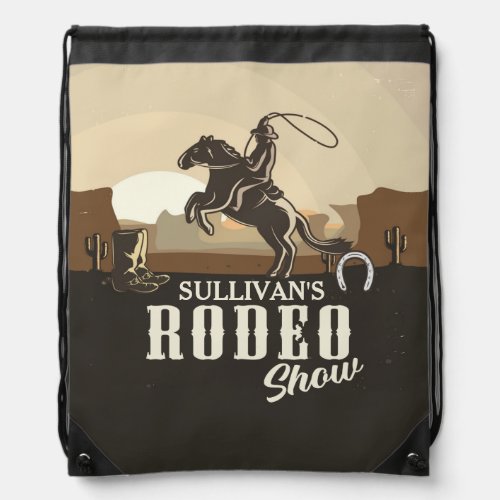 Lasso Roping Roundup ADD NAME Western Rodeo Show Drawstring Bag