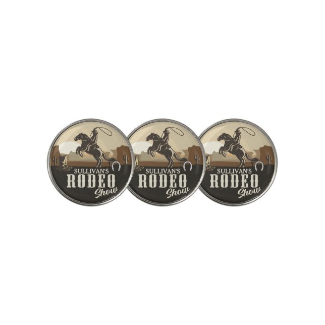 Lasso Roping Roundup ADD NAME Western Rodeo Show Golf Ball Marker (3 Up)