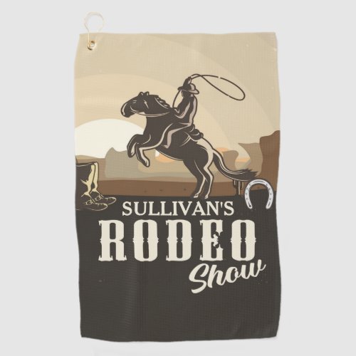 Lasso Roping Roundup ADD NAME Western Rodeo Show Golf Towel
