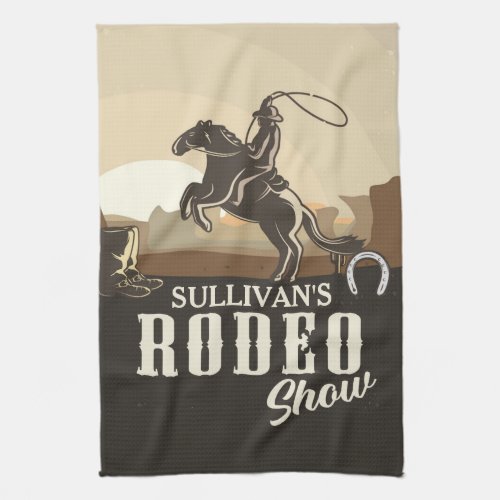 Lasso Roping Roundup ADD NAME Western Rodeo Show Kitchen Towel