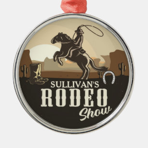 Lasso Roping Roundup ADD NAME Western Rodeo Show Metal Ornament