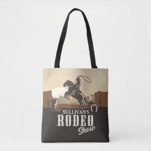 Lasso Roping Roundup ADD NAME Western Rodeo Show Tote Bag