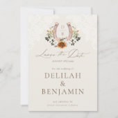 Lasso the Date Watercolor Floral Western Horseshoe Invitation (Front)