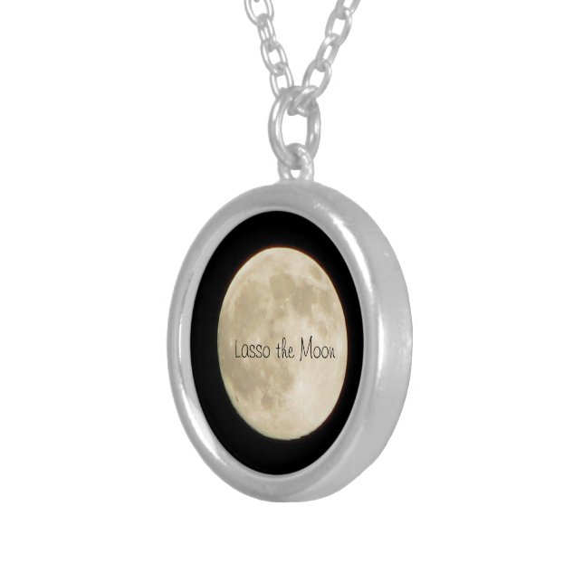 Lasso the Moon-Large Moon Silver Plated Necklace (Front Right)