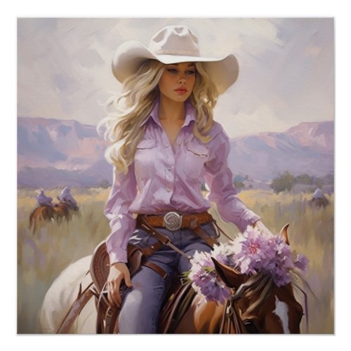 Lassoed Lavender  Cowgirl Wall Art