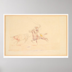 Lassoing the Steer 1905 (1418A) Poster