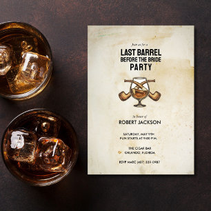 Last Barrel Before the Bride Bachelor Night Invitation
