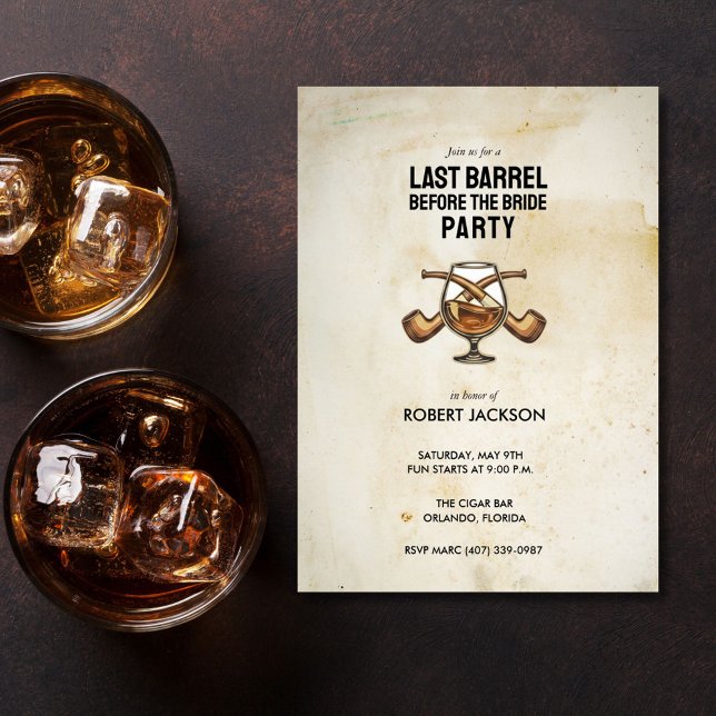 Last Barrel Before the Bride Bachelor Night Invitation (Last Barrel Before the Bride Bachelor Night Invitation)