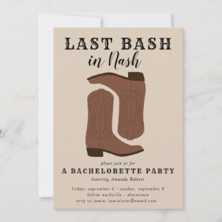 Last Bash in Nash Bachelorette Boots Invitation