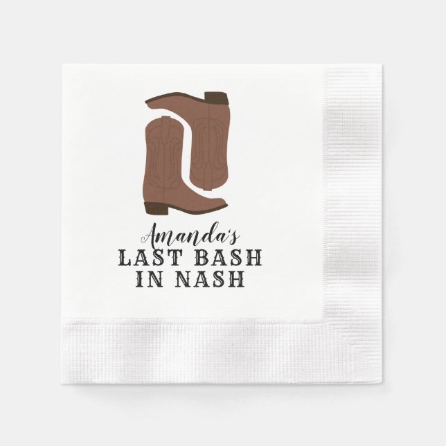 Last Bash in Nash Bachelorette Boots Napkins (Front)