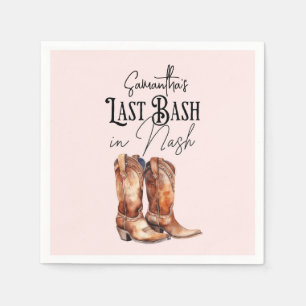 Last Bash in Nash Bachelorette Cowgirl Boots Pink Napkins