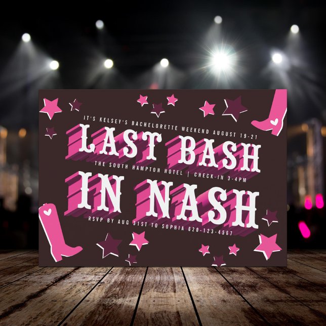 Last Bash In Nash Bachelorette Party Invitation (Creator Uploaded)