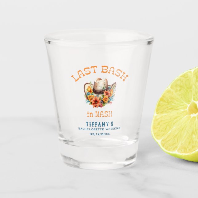 Last Bash in Nash Cowgirl Bachelorette Shot Glass (Front)
