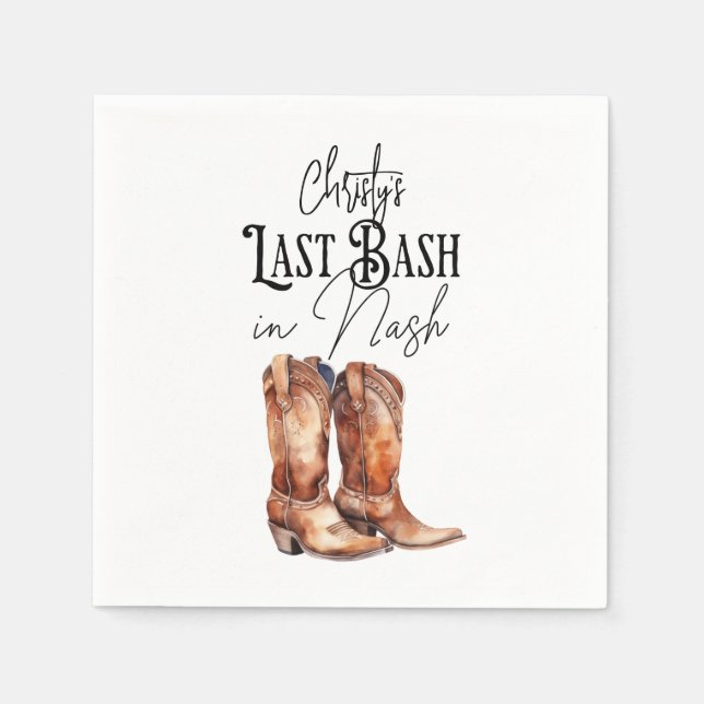 Last Bash in Nash Cowgirl Boots Nashville  Napkins (Front)