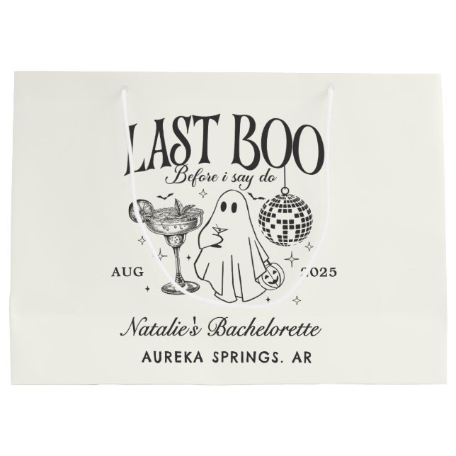 Last Boo Before I Do Bachelorette Halloween Party Large Gift Bag (Back)