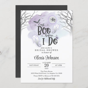 Last Boo Before I Do Bridal Shower (Purple) Invitation