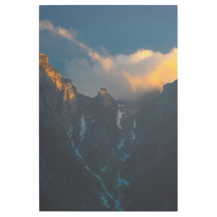 Last breath of sun shining on majestic mountains gallery wrap