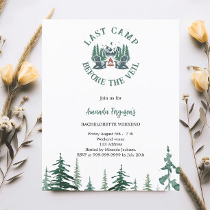 Last camp bachelorette weekend invitation