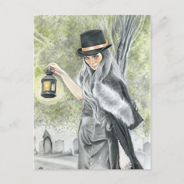 Last candle dark gothic lady postcard (Front)