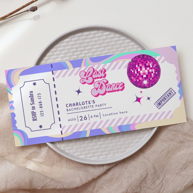Last Dance Disco Bachelorette Party Invitation (Creator Uploaded)