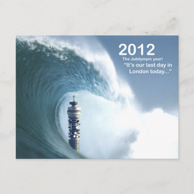 Last Day in London - A Tsunami Engulfs London Postcard (Front)