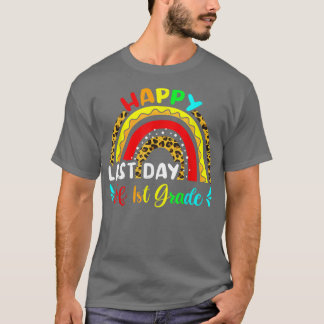 Last Day Of 1st Grade Teacher Leopard Rainbow Summ T-Shirt