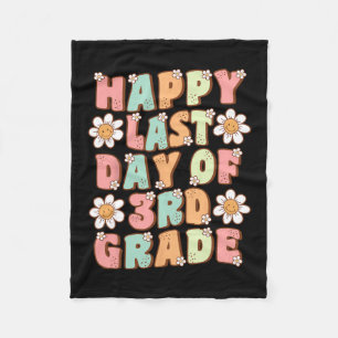 Last Day Of 3rd Grade Cute Groovy Third Grade Teac Fleece Blanket