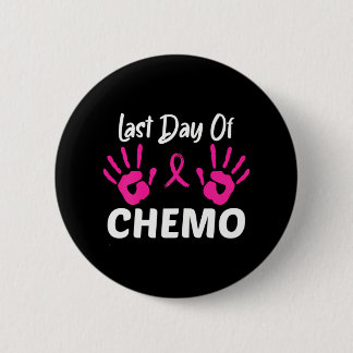 Last Day of Chemo Handprint Breast Cancer Button